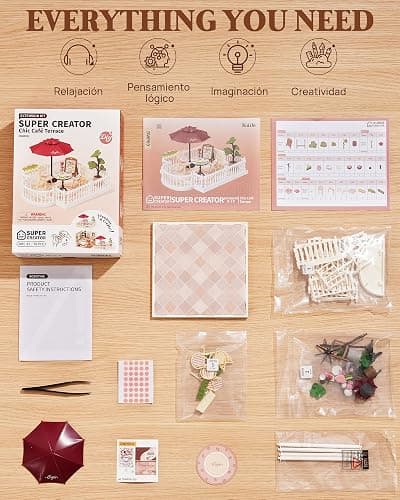 Rolife Super Creator Accessories Chic Café Terrace, Tiny House Building Blocks for Little Dolls, DIY Plastic House Model Building Kits for Teens, DIY Crafts/Hobbies for Adults (Chic Café Terrace) thumbnail 9