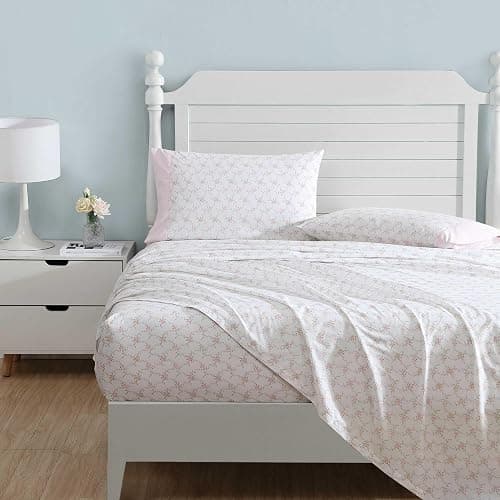Laura Ashley - Sheet Set, Breathable Percale Cotton Bedding, 200 Thread Count, Deep Pocket, Chic Home Decor (Lynda Pink, Full) thumbnail 2