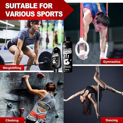 12 oz Pro Grade Liquid Chalk Mess-Free Gym Chalk for Weightlifting, Gymnastics, Rock Climbing, Dancing, Dries in Seconds. Package May Vary. thumbnail 5