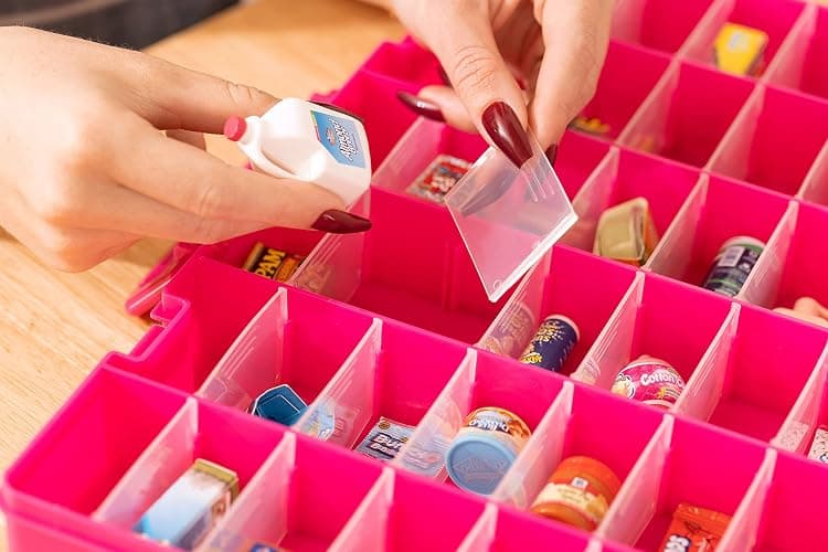 Plastic Toy Storage Case Compatible with Mini Brands Collector Toys, Shopkins, Real Littles, and LOL Surprise Series 1, 2, 3, 4, Collectible Minibrands Compartments for create masterchef (Pink) thumbnail 3
