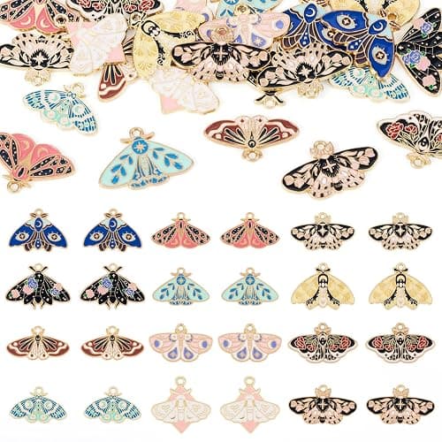 Spritewelry Enamel Butterfly Charms for Jewelry Making Alloy Colorful Butterfly Insect Enamel Charms Gothic Style Metal Moths Earrings Pendants for DIY Necklace Earrings - Image 1