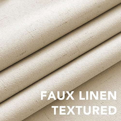 H.VERSAILTEX 100% Blackout Curtains for Bedroom Thermal Insulated Linen Textured Curtains Heat and Full Light Blocking Drapes Living Room Curtains 2 Panel Sets, 42x54 Inch, Bleached Sand thumbnail 5