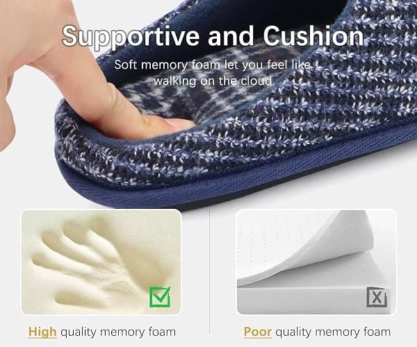 ONCAI Mens Cozy Memory Foam scuff Slippers Slip On Warm House Shoes Indoor/Outdoor With Best Arch Support thumbnail 3