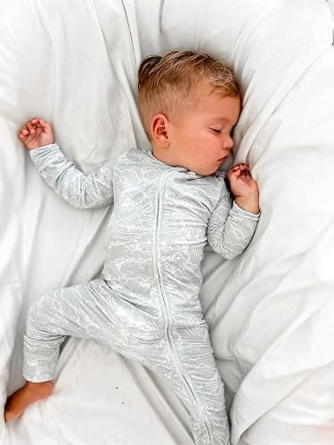 Organic Baby Bamboo Rompers with 11 Signature Prints - Infant Zipper Jumpsuits - 3-6 Months - Waves thumbnail 4