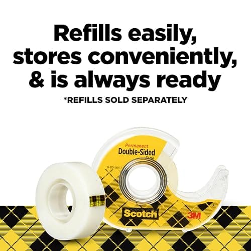 Scotch Permanent Double Sided Tape, Card Making and Holiday Scrapbooking Supplies, Alternative to Gift Wrap Tape for Wrapping Presents, 0.50 in. x 500 in., 6 Rolls with Dispensers thumbnail 8