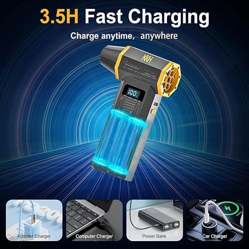 KKH Portable Electric Air Duster with Led Light, Powerful 120000RPM 4 Speed Adjustable Mini Turbo Blower for Cleaning, Rechargeable Cordless Dusters for Home Car Outdoor PC Computer Keyboard thumbnail 7