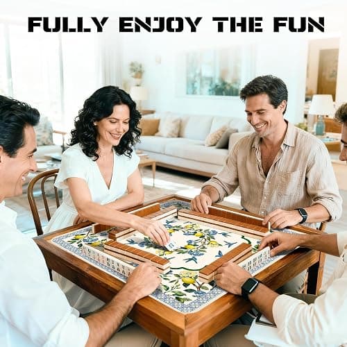 HEIFAM Mahjong Mat for Table, Mahjong Table Mat with Lemon 31x 31in, Non-Slip Noise Reduction Mah Jong Mat with Carrying Bag, Game Table Cover for Mahjongs Poker Card Dominoes, Christmas Birthday Gift thumbnail 7