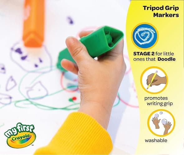 Crayola Triangle Toddler Markers (8ct), Easy Grip Washable Markers for Toddlers, Arts & Crafts Supplies, Coloring for Young Kids, Nontoxic thumbnail 6