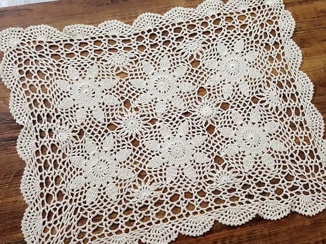 Laivigo Handmade Crochet Lace Table Cloth Doilies Doily,Rectangle,20 x 28 Inch,Beige thumbnail 6