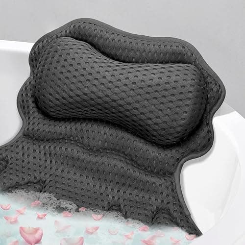 SetSail Bath Pillow, Relaxing Bath Pillows for Tub Neck and Back Support Soft 4D Breathable Air Mesh Ergonomic Bathtub Pillow with 6 Strong Suction Cups and Hook Luxury Bathroom Accessories,Black - Image 1