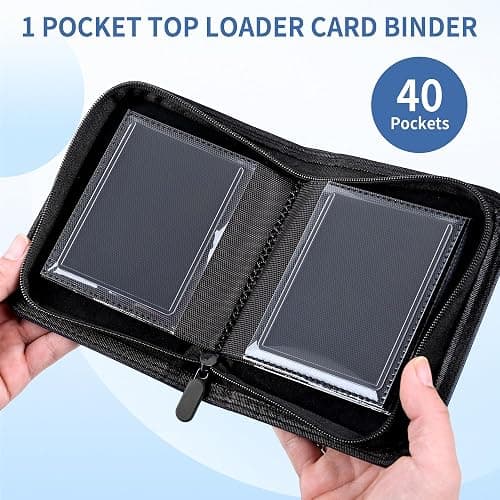 KMOPUYV 1 Pocket Toploader Binder 40 Pockets One Pocket Mini Trading Card Album,Diamond Leather Small Card Binder for 3x4 Rigid Top Loaders,Portable TCG Photocard Holder-Black thumbnail 6