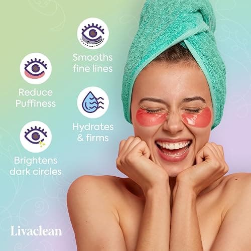 LivaClean 24k Gold Under Eye Patches - 60 Undereye Masks - Collagen Eye Patches for Puffy Eyes and Dark Circles - 3 Active Formulas, Hyaluronic Acid, Collagen, and Aloe Vera for Tired, Puffy eyes thumbnail 7