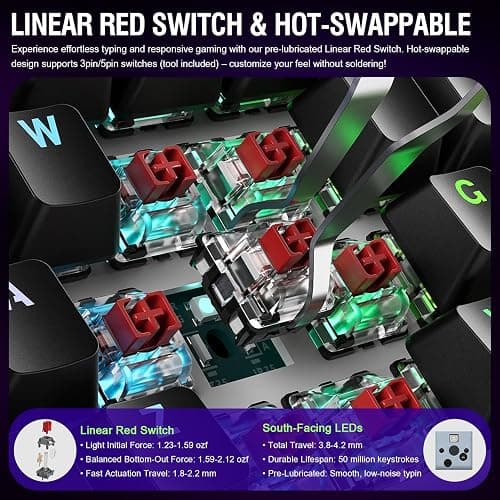 VSDINSIDE K1 Pro Macro Keyboard, Wired Only Full-Key Programmable On-Board Keypad, Custom Gaming Streaming Mechanical Keyboards with Screen & Knob, Gasket, RGB Backlit, Hot Swappable Shortcut Pad thumbnail 8
