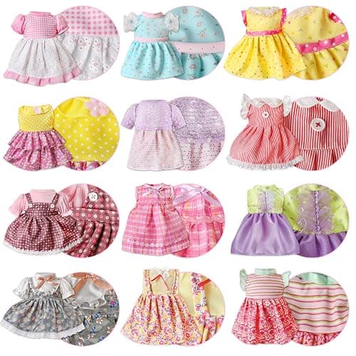 MLcnleS Alive Baby Doll Clothes and Accessories - 12 Sets Girl Doll Clothes Dress for 12 13 14 15 16 Inch Doll, Baby Doll Clothes - Doll Outfits Accessories w/Hairpin & Underwear for Doll Gift thumbnail 5