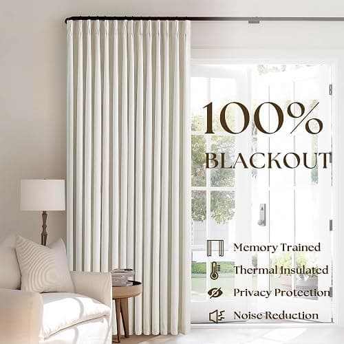 90 Inch Pinch Pleated Linen Blackout Curtains 2 Panels for Living Room Cream Natural 100% Black Out Curtains 90 Inches Long Pinch Pleat Dual Layer Drapes Birch Ivory Drapes for Dining Bedroom Office thumbnail 3
