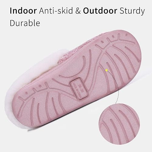 Evshine Warm Knit House Slippers for Women Comfy Wool-Like Lined Chenille Slippers with Memory Foam and Indoor Outdoor Soles thumbnail 6