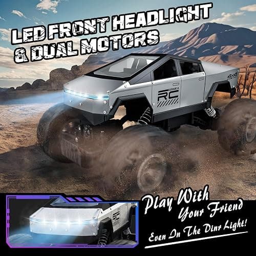 WIAORCHI 1:12 Scale RC Cars Remote Control Car, 4WD Off-Road Truck, Metal Shell LED Headlights Offroad Monster RC Truck, 4x4 All Terrain Hobby RC Cars Toys for Boys Kids Adults Gifts 8-12 thumbnail 2