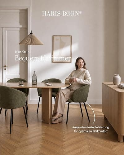 Haris Børn® Esszimmerstühle (6er Set) Grün - Bequeme Polster Esszimmerstühle mit Armlehne - Premium Esstisch Stühle & Wohnzimmer Stühle - Moderne Esszimmerstühle 30 Tage risikofrei testen thumbnail 3