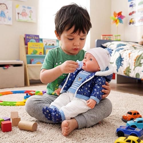BiBi Doll 20" Baby Boy Doll - Large Lifelike Size, Soft Body, with Dummy & Sounds in Blue Coat Outfit, Toy for Boys & Girls Aged 18 Months+ thumbnail 3