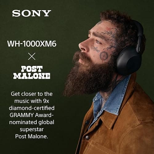 Sony WH-1000XM6 The Best Noise Canceling Wireless Headphones, HD NC Processor QN3, 12 Microphones, Adaptive NC Optimizer, Mastered by Engineers, Studio-Quality, 30-Hour Battery, Black thumbnail 2