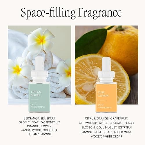 Pura - Smart Home Fragrance Device Starter Set - Pura 4 - Scent Diffuser for Home - Includes Fragrance Aroma Diffuser - Square Box, Linens & Surf and Yuzu Citron Scent Refills thumbnail 2