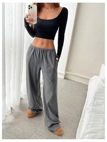 SOLY HUX Women's Drawstring Sweatpants Low Rise Baggy Wide Leg Pants with Pockets thumbnail 5