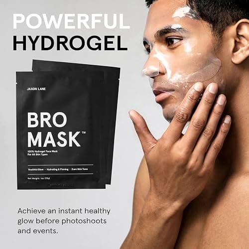 JAXON LANE BRO MASK Premium Korean Face Mask for Men (4 Pack) - Anti Aging Sheet Masks w/Hydrogel, Vitamin C, Hydrolyzed Collagen, & Hyaluronic Acid - Perfect Skin Care Stocking Stuffers for Men thumbnail 2