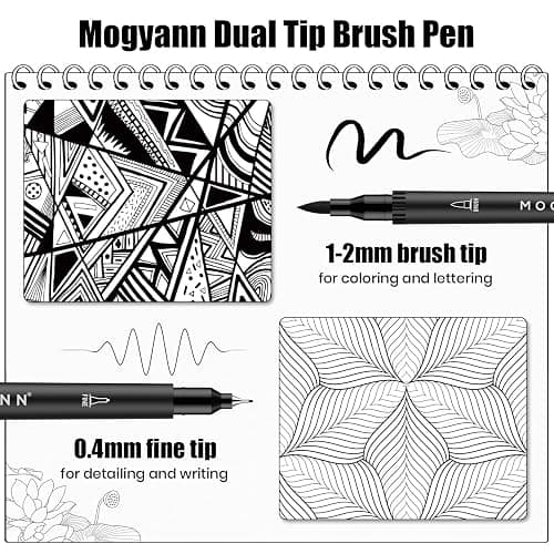 Mogyann Drawing Pens, 12 Pack Dual Brush Pens Black Markers for Art Drawing Sketching thumbnail 5