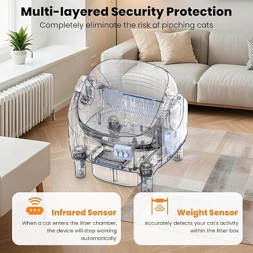 Upgraded Automatic Litter Box Self Cleaning, with Raised Step, Open Top Large Capacity for Multiple Cats, Odor Control & Safety Protection & Smart App Control & Health Monitoring & Quiet Operation thumbnail 7