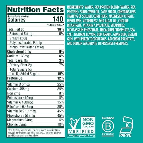 Ripple Kids Original Plant Based Milk | Pediatrician Recommended | 8g Pea Protein | Shelf Stable | Vegan & Non GMO Certififed | Dairy, Soy, Nut, Gluten, and Lactose Free | 8 Fl Oz (Pack of 12) thumbnail 2