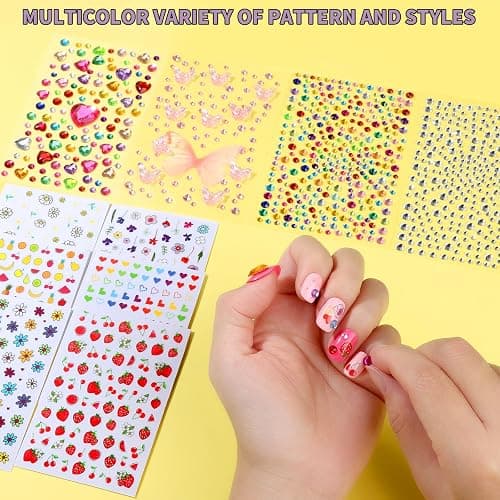 FANDAMEI Nail Kit for Girls, Press on Nails for Teens, Nail Polish Set for Girls, False Nail Tips for Teens, Nail Stickers, 3D Rhinestone Stickers Face Gems, Nail Glitter, Nail Art Tool Kit thumbnail 4