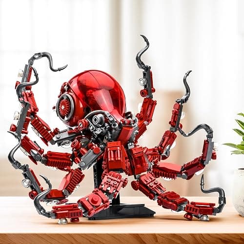 XITALAXU Mechanical Octopus Building Sets for Adult, Ocean Animal Collection Toy with Display Stand and Light, Home Office Decor and Idea Gift for Teen 14+(882PCS) thumbnail 5