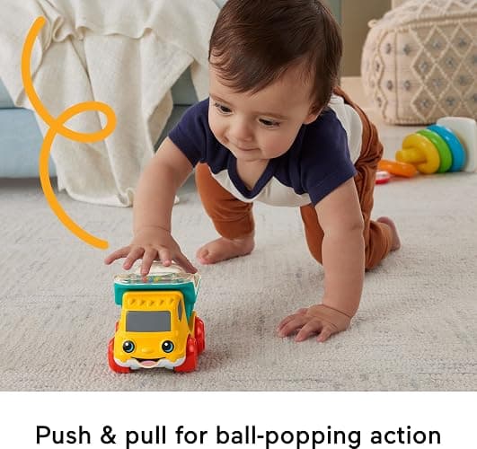 Fisher-Price Baby Toy Poppity Pop Dump Truck Push-Along Vehicle with Fine Motor Activities for Infants Ages 6+ Months thumbnail 4