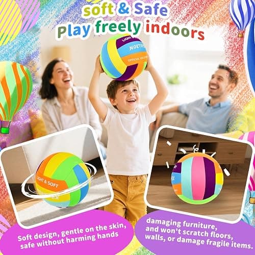 Noetifex Soft Volleyball-Super Soft Fabric Light Volleyball for Indoor Practice Safe and Quiet Kids Youth Beginners House Yard Training Practice Games(Deflated) thumbnail 3