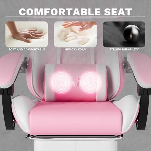 Ergonomic Video Gamer Chairs Gaming Computer Chairs Gamer Chairs for Adults Massage Lumbar Support Swivel Height Adjustable Headrest Backrest thumbnail 6