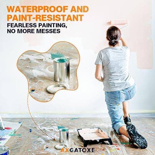 12 x 9 Ft Plastic Drop Cloths (10-Pack) - Disposable Painter's Sheeting & Tarps for Painting, Waterproof Furniture/Couch/Floor Protection thumbnail 6
