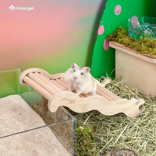 Niteangel Hamster Climbing Toy Wooden Ladder Bridge for Hamsters Gerbils Mice and Small Animals (Medium - 8.26'' L) thumbnail 3