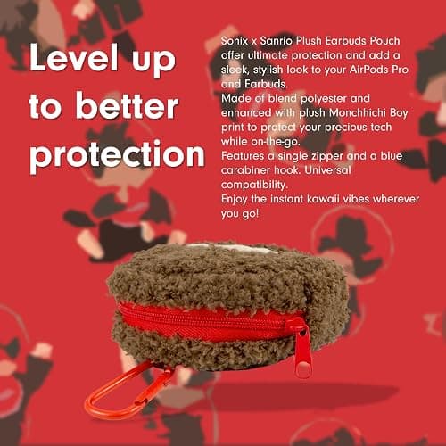 Sonix x Monchhichi Plush Earbud Pouch | Tech Keychain Bag Charm, Fuzzy Plush Character Coin Purse for Small Accessories, Earbuds | Monchhichi Boy thumbnail 8