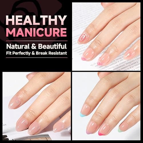 UNA GELLA Extra Short Almond Nail Tips 12 Sizes Short Almond Gel Nail Tips 120Pcs Soft Gel Clear Full Cover Nails Tips Acrylic False Nails Press On Nails for Extensions DIY Salon thumbnail 2