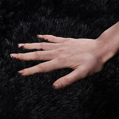 Quntue Black Rug for Bedroom, Soft Shaggy Modern Shag 4x6 Area Rugs for Living Room, Upgrade Non-Slip Plush Fluffy Carpet for Kids Boys Girls Room Dorm Home Decor Aesthetic thumbnail 4