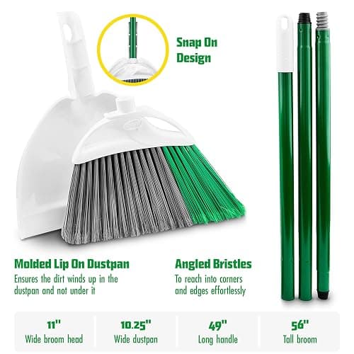 Libman FlexTech Broom with Dustpan Combo Set for Sweeping Indoor and Outdoor Floors, Pet, Dog Hair Broom, 55” Precision Angle Broom, 3 Piece Handle, 11" Wide, 10.25" Wide Dust Pan thumbnail 4
