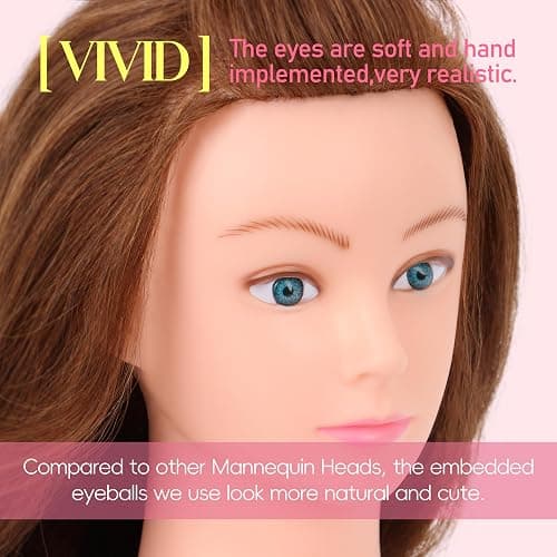 Mannequin Head Human Hair 26"-28" Female 80% Human Hair Mannequin Head Hair Styling Cosmetology Manikin Head Doll Head for Hairdresser with Free Clamp Holder and Tools - 80% - Blonde thumbnail 2