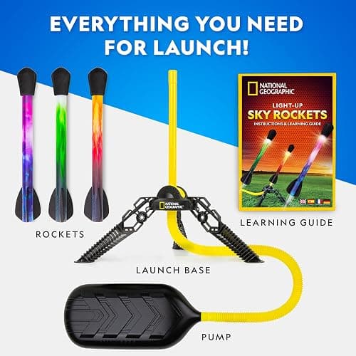 NATIONAL GEOGRAPHIC Air Rocket Toy – Ultimate LED Rocket Launcher for Kids, Jump and Launch The Light Up, Air Powered, Foam Tipped Rockets up to 100 Feet thumbnail 5
