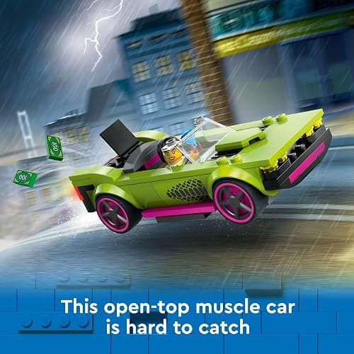 LEGO City Police Car and Muscle Car Chase, Emergency Vehicle Toy for Boys and Girls, Fun Gift for Kids Ages 6+ who Love Pretend Play Toys, Police Toy with Officer and Crook Minifigures, 60415 thumbnail 4