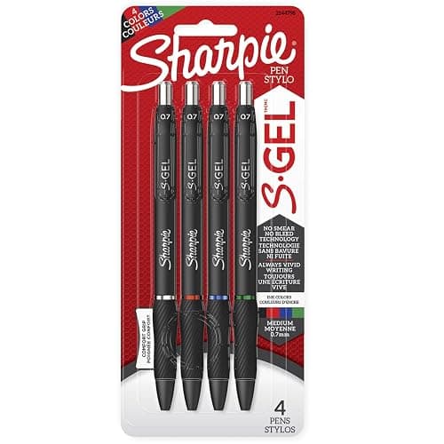 Sharpie S-Gel, Gel Pens, Medium Point (0.7 mm), Assorted Colours, 4 Count - Image 1