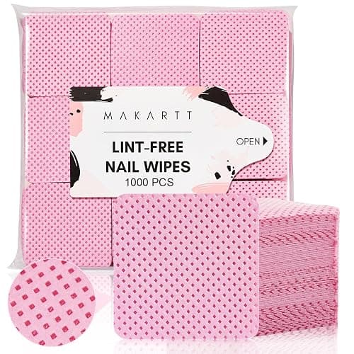 Makartt Lint-Free Nail Wipes – 1000PCS Pink Nail Polish Remover Pads, Super Absorbent Soft Dry Wipes for Nail Prep, Gel Polish Removal, Eyelash Extension Glue Cleaning, Non-Woven Fabric - Image 1