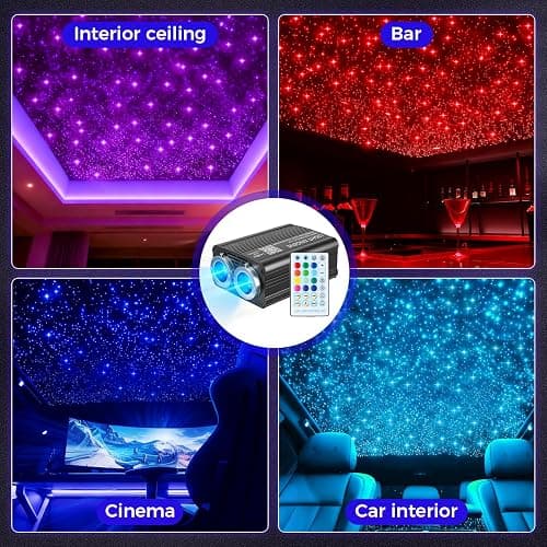 GEARPASS 36W Headliner Light Kit, Twinkle Star Lights for Car Decor 1000pcs*0.03in*9.8ft/3m, Fiber Optic Star Ceiling Lights APP/Remote Control for Car Roof Home Ceiling thumbnail 2