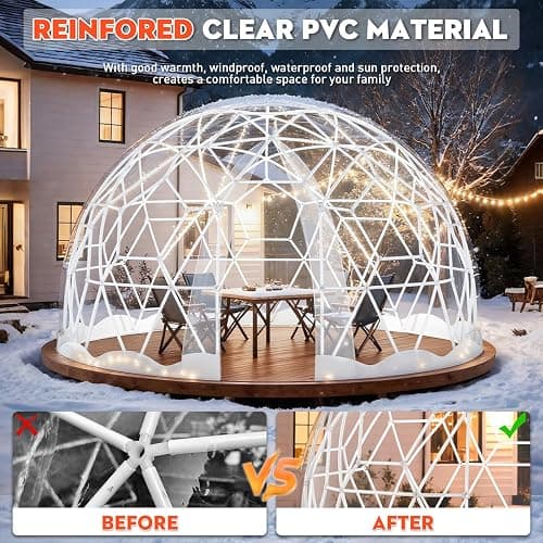12 x 7.2 FT Garden Dome Tent, Outdoor TPU Greenhouse for 4-8 Person, Greenhouse Garden Tent with Window, Waterproof Clear Dome Tent Suitable for Camping, Party, Wedding, Christmas thumbnail 7