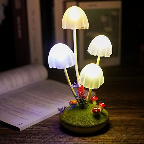 Mushroom Lamp Cute Night Light, Rechargeable Mushroom Decor Small Table Lamps, Dual-Colors Bedside Lights with Dimmable Remote & Timer, Gift for Kids Teen Girls Bedroom, Indoor Living Room Decorations thumbnail 6