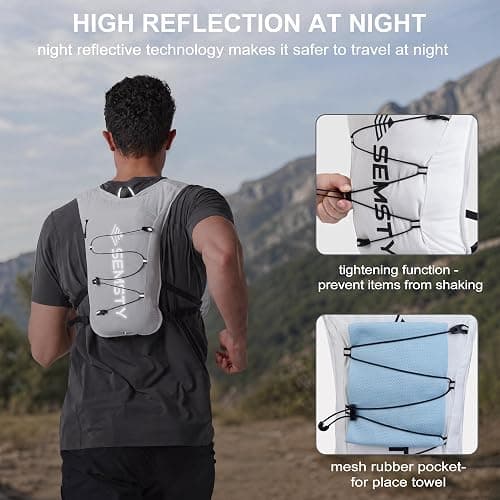 SEMSTY Running Hydration Vest 5L,Running Vest Pack with 1.5L Water Bladder,Lightweight Water Backpack for Hiking Running Cycling thumbnail 6